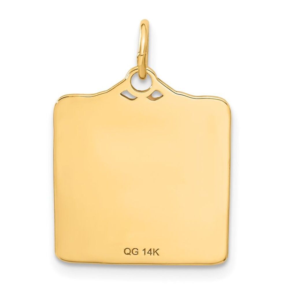 14k Yellow Gold & Pink Enamel Birth Certificate Charm or Pendant, 18mm - Picture 3 of 5